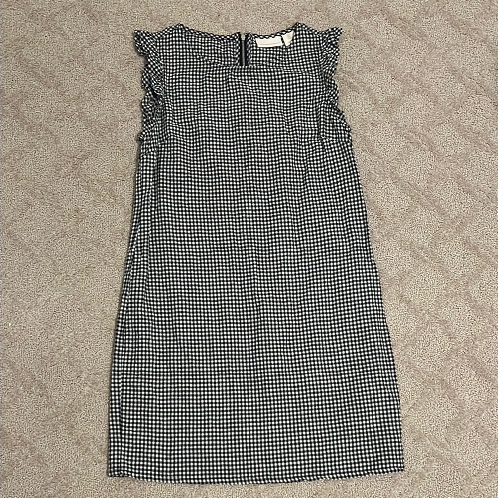 Cynthia Rowley Black and White Gingham Dress with Ruffle Sleeves